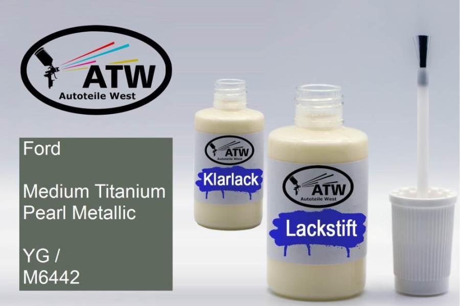 Ford, Medium Titanium Pearl Metallic, YG / M6442: 20ml Lackstift + 20ml Klarlack - Set, von ATW Autoteile West.